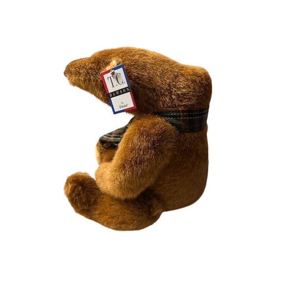 Samuel  humpback Teddy Bear with Plaid Scarf T.C. Dawson By Fiesta Plush  TAG - Picture 7 of 13